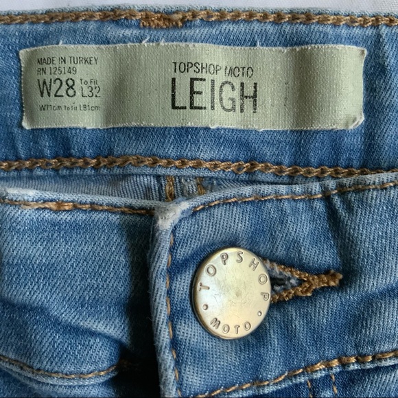 Topshop Womens Jeans Sz 28 Blue Denim Moto Leigh Skinny Distressed - Picture 5 of 7